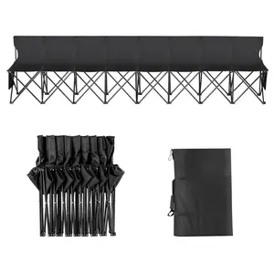 Portable Folding Bench, 6 Seats Foldable Sideline Bench, Outdoor Camping Bench Chair with Carry Bag & Backrest, Team Sport Sideline Bench for Football Fishing, 6 Seats, 8seats