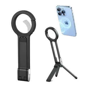 Magnetic Phone Tripod Stand for iPhone - Aluminium Smartphone Mini Tripod Foldable Pocket Cell Phone Stand Dual-Sided Magnet Quick Mount Compatible with iPhone 17 16 15 14 13 12 Magsafe