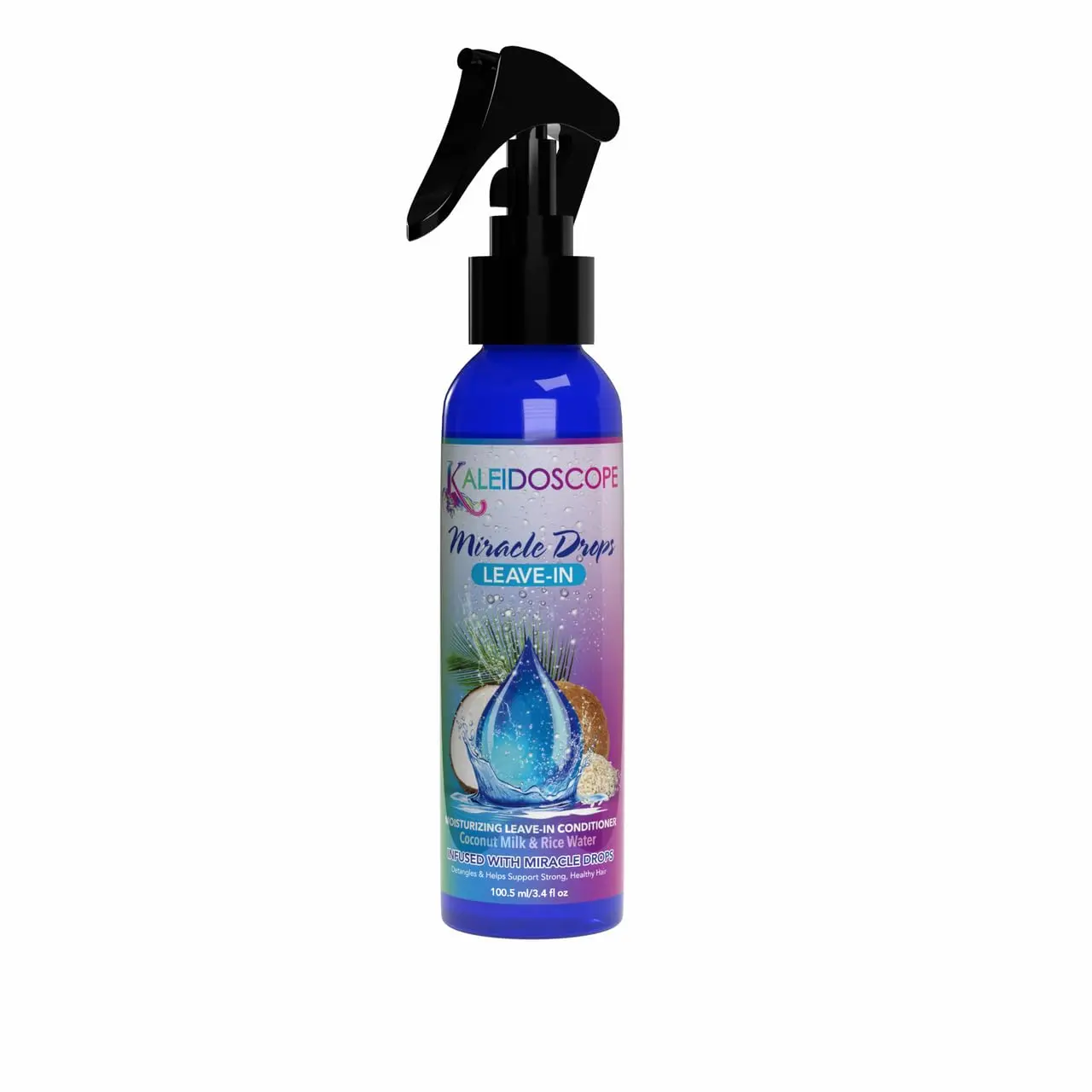 KALEIDOSCOPE MIRACLE DROPS Leave-In Conditioner, Lightweight Detangling Liquid Moisturizer for Adults with All Hair Textures, 3.4 oz, Extensions, Hydrating, Refreshing, Single, Unisex, Use As, All Types, Leave-In Hair Conditioner, 72 Hours Use, Paraben Fr