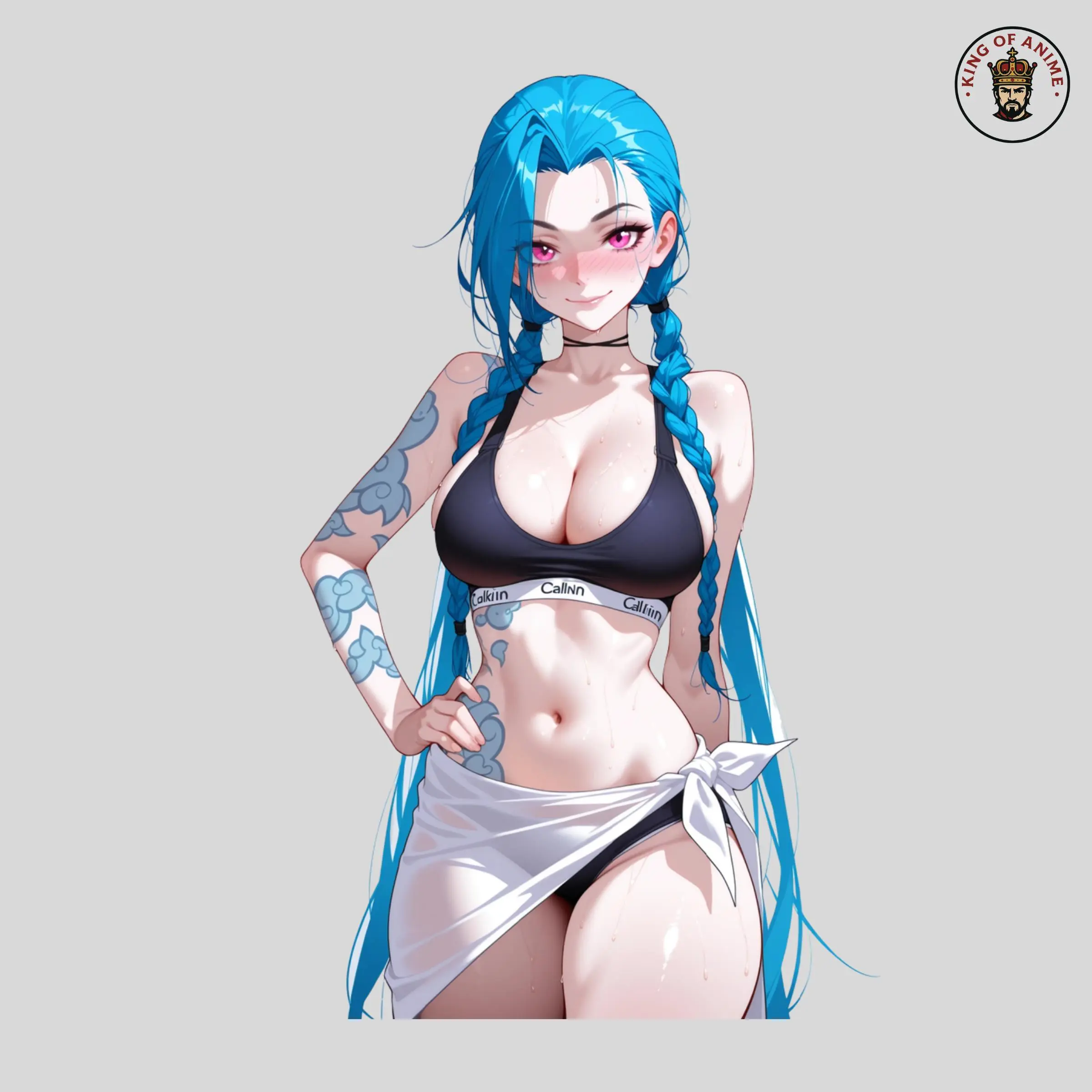 Arcane Jinx Bikini Anime Sticker, Jinx Waifu Fan Art Decal, Waterproof Premium Vinyl Sticker