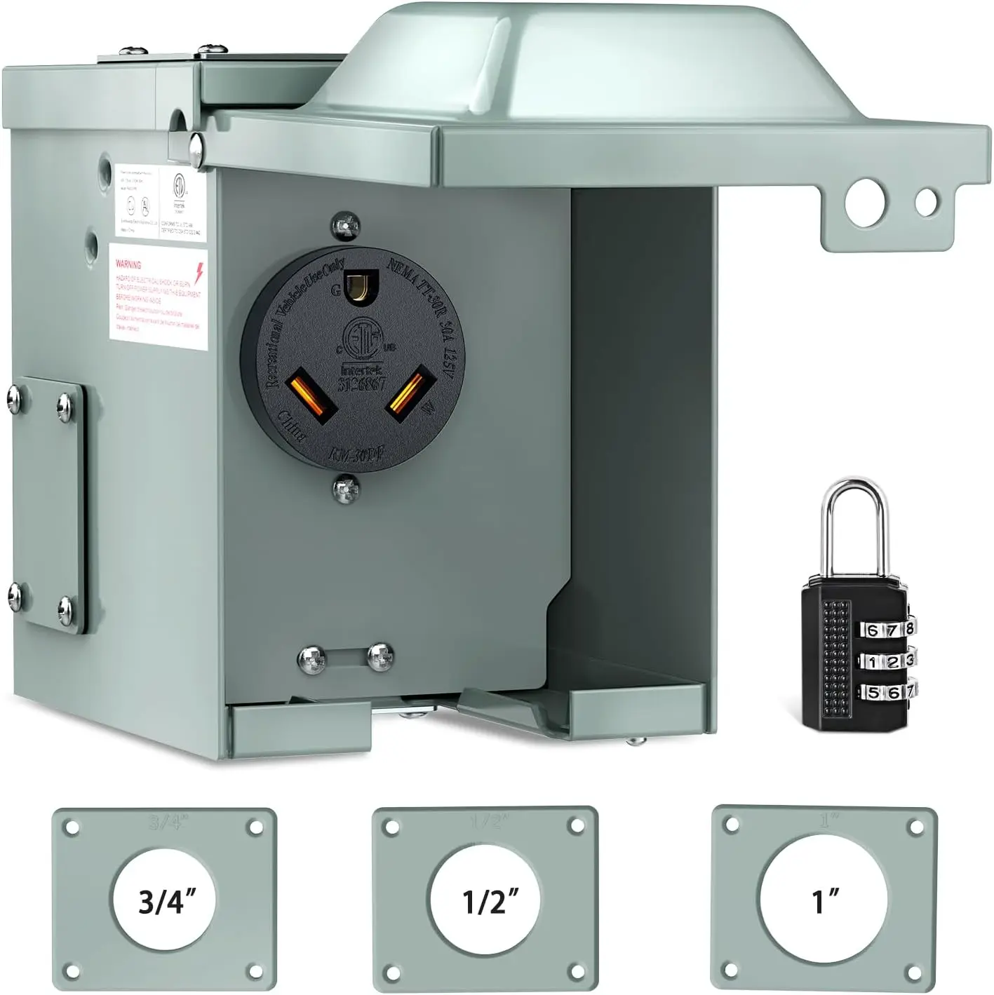 Nilight 30A 125V NEMA TT-30R RV Power Outlet Enclosed Box - Heavy-Duty Pre-Drilled ETL Listed Powder Coated Outdoor Weatherproof Lockable Kit for Campers, Camping, Garage, Backyard (All Components Included), Rv Charging
