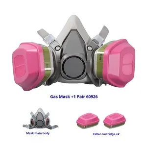 Reusable Respirator Mask with 60926 Filters, 6200 Half Face Cover, Dustproof, Anti-Gas, Anti-Dust for Painting, Woodworking, Welding