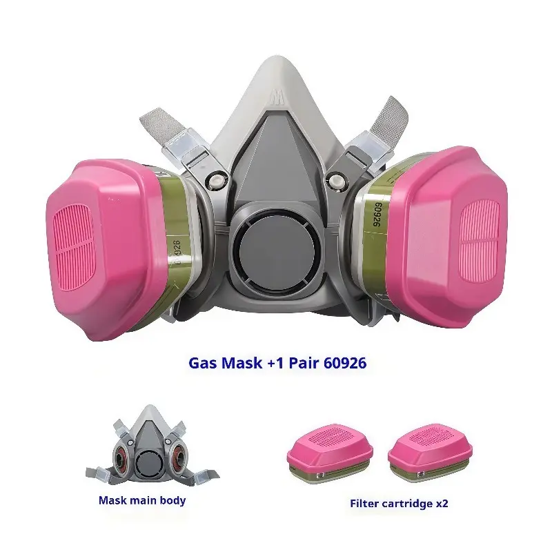 Reusable Respirator Mask with 60926 Filters, 6200 Half Face Cover, Protective Respirator, Dustproof Safety Mask, Dustproof, Anti-Gas, Anti-Dust, Dustproof Gasproof Mask for Painting, Woodworking, Welding