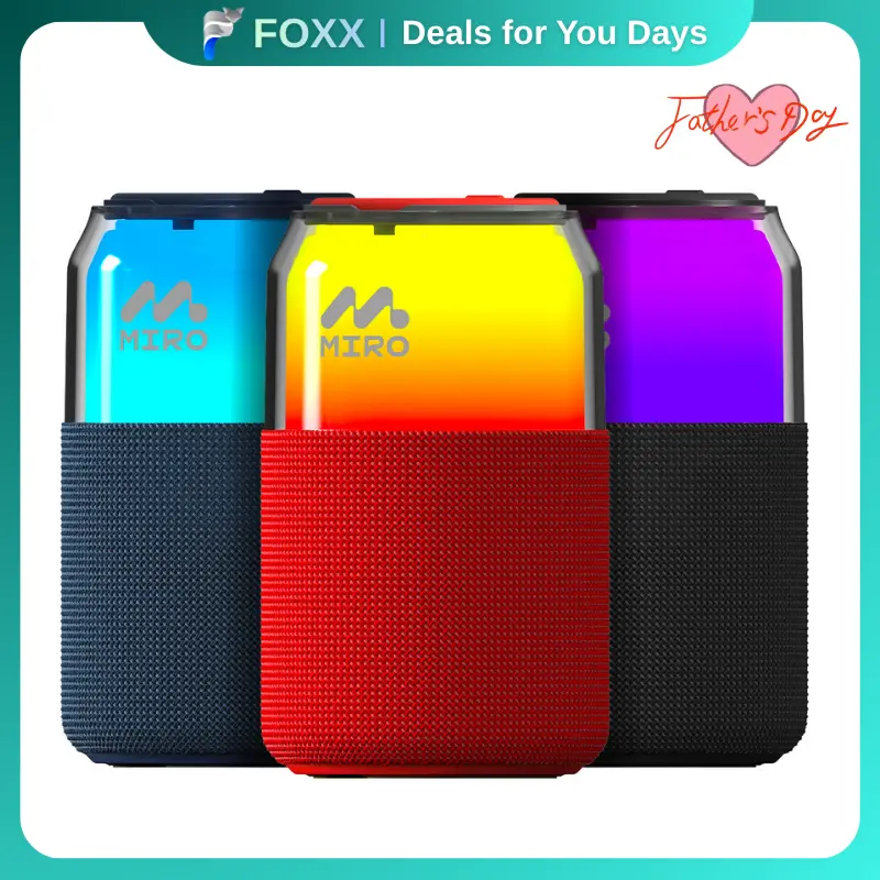 【P1】MIRO Soda Can Rechargeable Bluetooth Speaker with RGB Lights, Portable Mini Wireless Audio Speaker, TWS Stereo Pairing, 10H Playtime, USB Playback, Built-in Mic, Bubble Design, Ideal for Camping, Travel, Gifts