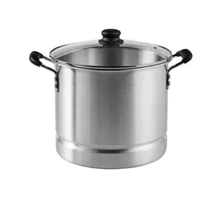 10Qt Aluminum Steamer or Stock Pot with Glass Lid & Removable Rack