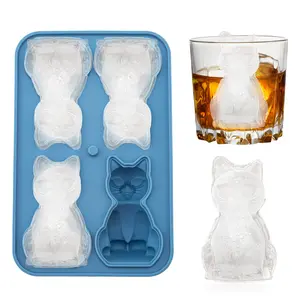 3D Cat Ice Cube Tray, Ice Molds, BPA-Free Silicone, Cute Kitchen Accessory, Dishwasher Safe, Perfect for Cocktails, Chocolate & Jello