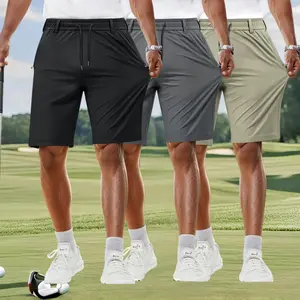 Men's High-Stretch Golf Shorts - Breathable Lightweight, Elastic Drawstring Waist & Zippered Pockets for Daily/Leisure/Sports