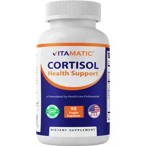 Vitamatic Cortisol Health Support - 90 Veggie Capsules - Adaptogenic Blend with Ashwagandha Rhodiola Magnolia L Theanine & Phosphatidylserine - Made in U.S.A. - Healthcare Natural Fitness Vitamin Bathroom