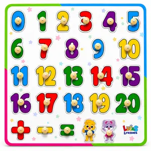 Lucas & Friends Wooden Montessori Peg Number Puzzle for Toddlers, Toys for Boys, Learn 0-20 Numbers with Math Symbols, Preschool Maths Toy for Kids Ages 3-5, Durable, Math Teaching Aid