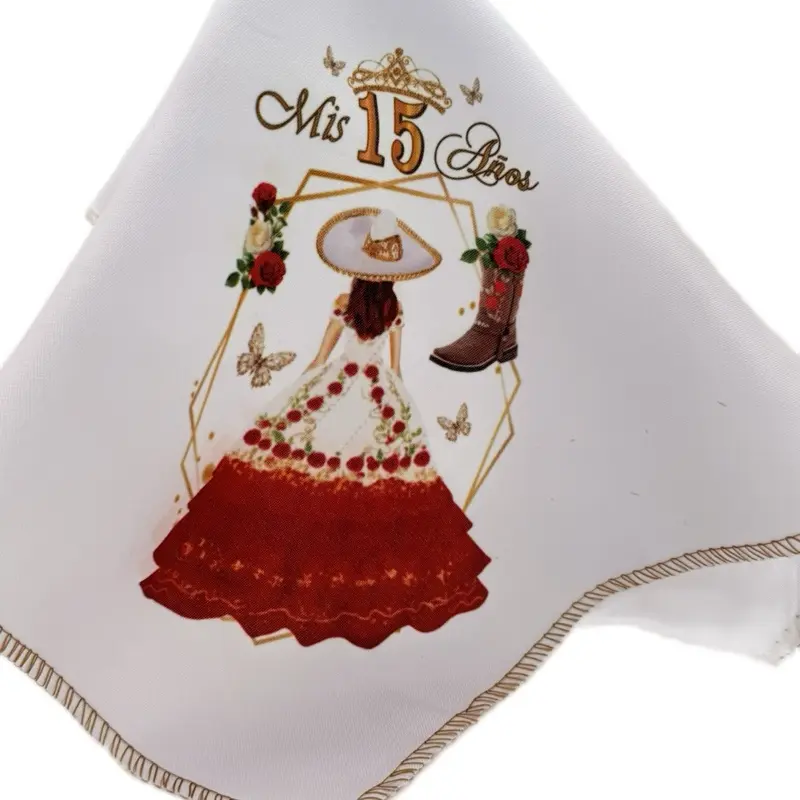 12pcs 12x12in Phthalate-Free Polyester Rustic Decorative Disposable Napkins - Charro Theme Party Favors, Traditional Quinceanera Table Decor, Rustic Decorative Napkins