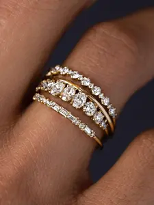 Women's Elegant Rhinestone Decorated Ring, Fashion Rings Jewelry, Trendy All-match & Exquisite Jewelry, Stackable Rings, Elegant Glittering Ring