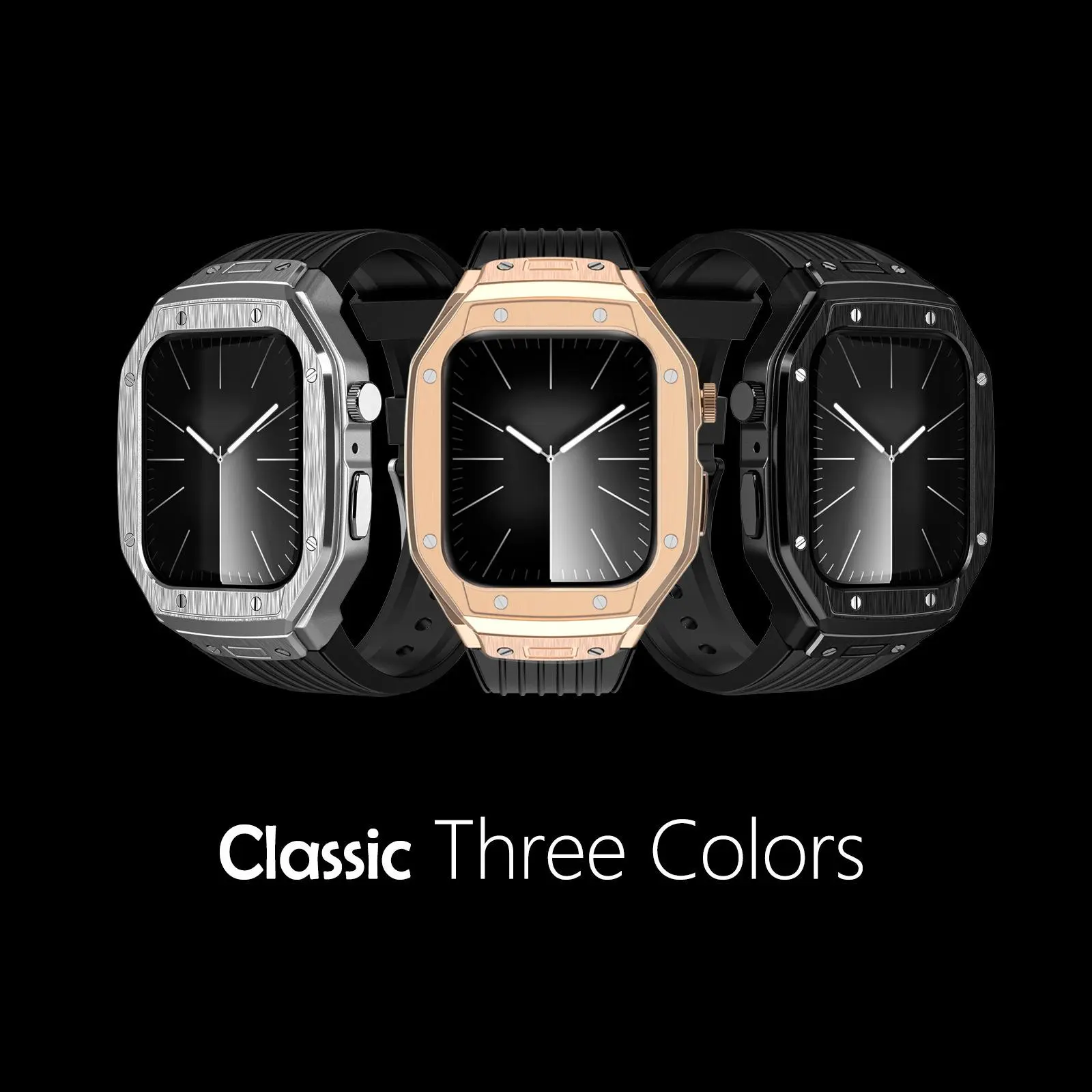 Metal Frame Integrated Silicone Band for Apple Watch