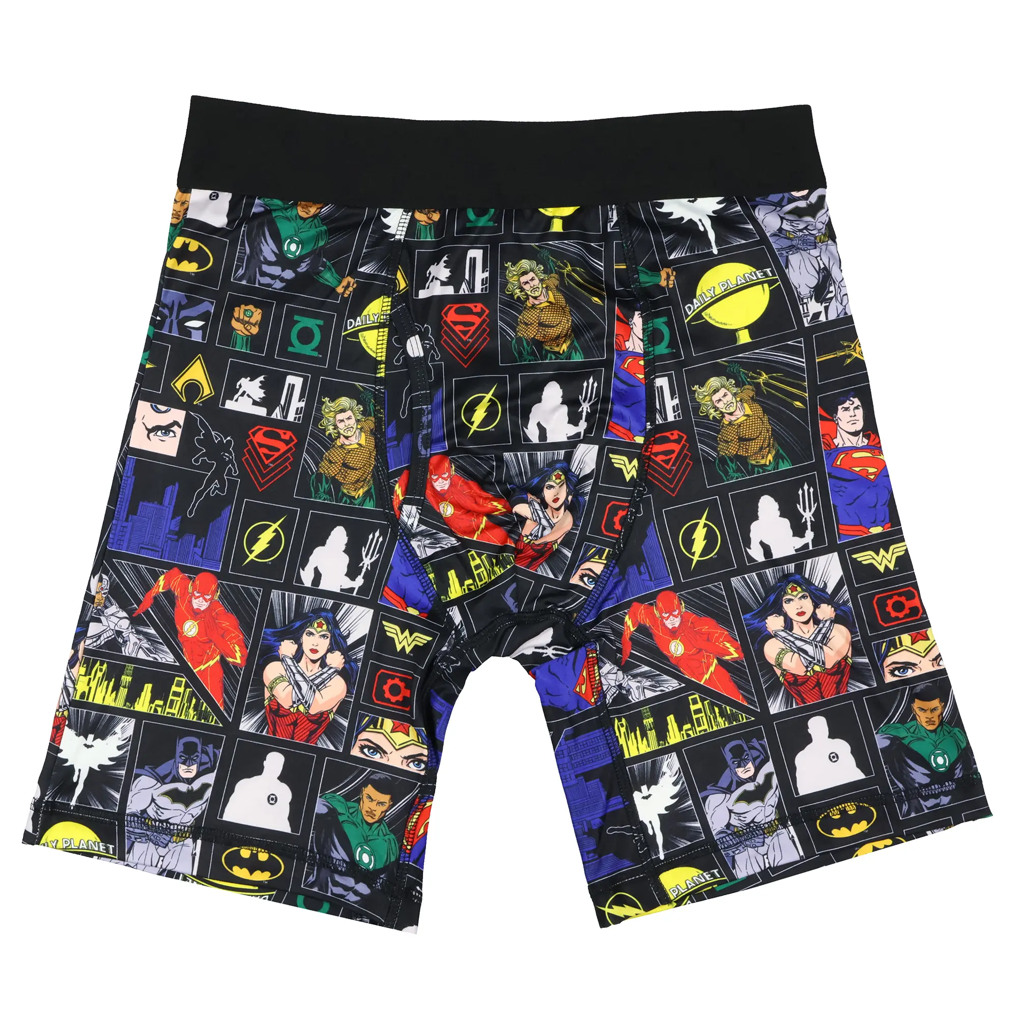 DC Comics Justice League Boxers Briefs Men's Superhero Scenes Tight Fit Adult Underwear