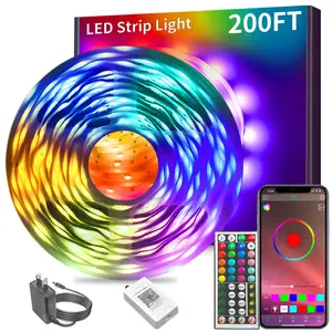 200FT Led Strip Lights RGB Music Sync for Bedroom ,more 100ft 50ft Bluetooth Christmas Lights with Smart App and  Remote Control Indoor Lighting, for room decorating party decor