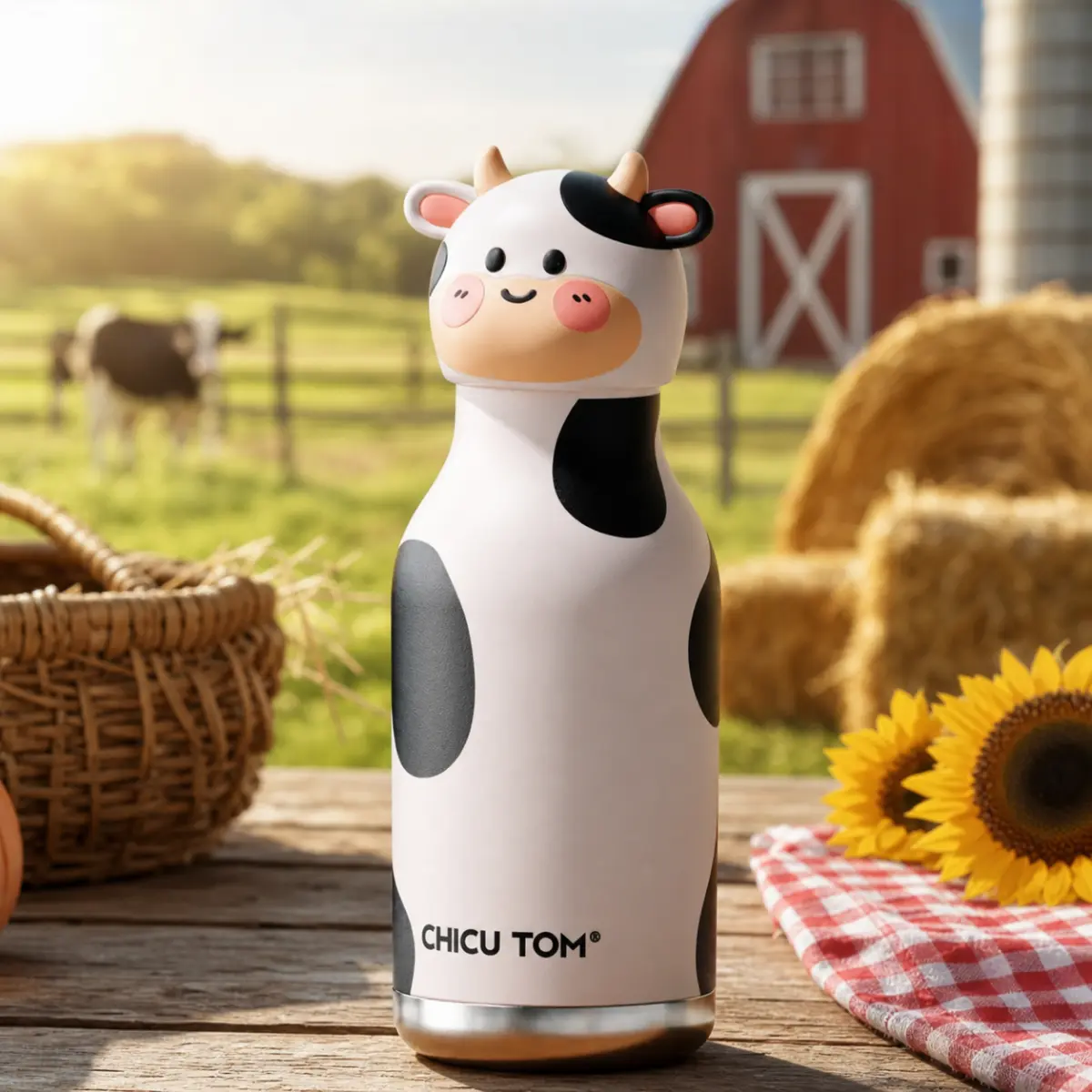 Cute Animal Stainless Steel Kids Water Bottle, 450, ml Vacuum Insulated Thermos with Straw & Direct Sip Lid, Leakproof School Water Bottle for Boys & Girls, Bestie Bottles,  Tumbler