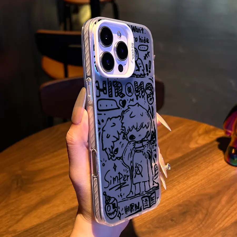 Dark Doodle Aesthetic Pattern for iPhone Case:  Luxury Design with Enhanced Protection The perfect gift for a holiday or birthday |for iPhone 16/15/14/13/12/11 Silicone Screen Protector for phone cases iphone 16 case iphone 13 cases xiaoye