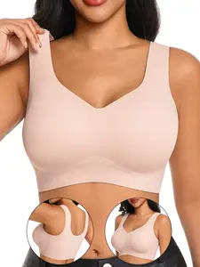 Women's Seamless Smooth Fit Large Bust Bra, No Steel Cup Soft Support Plus Size Backless Vest Style, Breathable Comfy Bra, Comfortable and Stylish Underwear