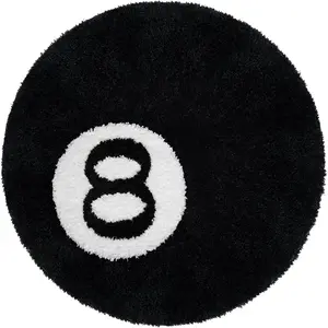 Round Rug, 40 inch Big Round Rug for Home Decor, Washable Carpet for Bedroom, Living Room, Black Circle Rug