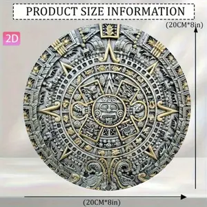 Aztec Calendar Aluminum Sign Wall Art Retro Metal Wall Decoration For Home Garden Bar Cafe Office 7.87x7.87 Inch Artistic Wall Hanging