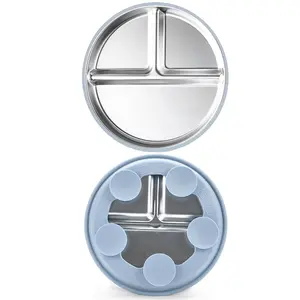 Baby Feeding Plate with Suction Cup, 1 Count Detachable Silicone Cover Plate, Non-slip & Unbreakable Feeding Plate for Infant & Toddler, Durable Utensils Tableware