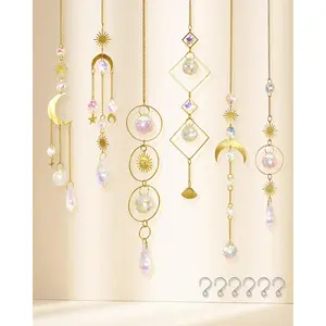 6 Pack Crystal Suncatcher,Hanging Sun Catchers with Crystals, Colorful Crystals Suncatchers Rainbow Prisms