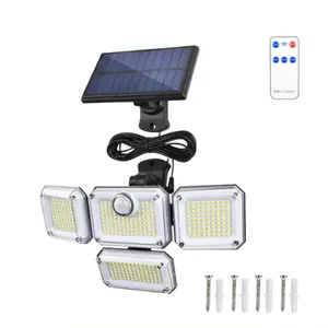 Solar Motion Sensor Outdoor Security Light 333 LED 3000LM IP65 Waterproof Adjustable Wall Flood Light with Remote Control for Garage Yard Porch Driveway Garden Decorative Lighting