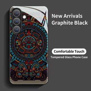 Phone Case - A Stylish Black Tempered Glass Case Featuring The Enigmatic Mayan Sun God Totem, Designed for Samsung Galaxy S26 S25 S24 S23 S22Pro S21 S20 Fe Plus Ultra Pro A56 A55 A54 A53 A52 A51 A36 A35 A34 A32 A26 A25 A24 A23 A16 A15 A14 A06 A05 A03s