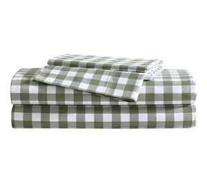 Eddie Bauer Preston Check Green Cotton PercaleKing Sheet Set