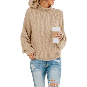 Womens Turtleneck Oversized Sweaters Batwing Long Sleeve Pullover Loose Chunky Knit Jumper