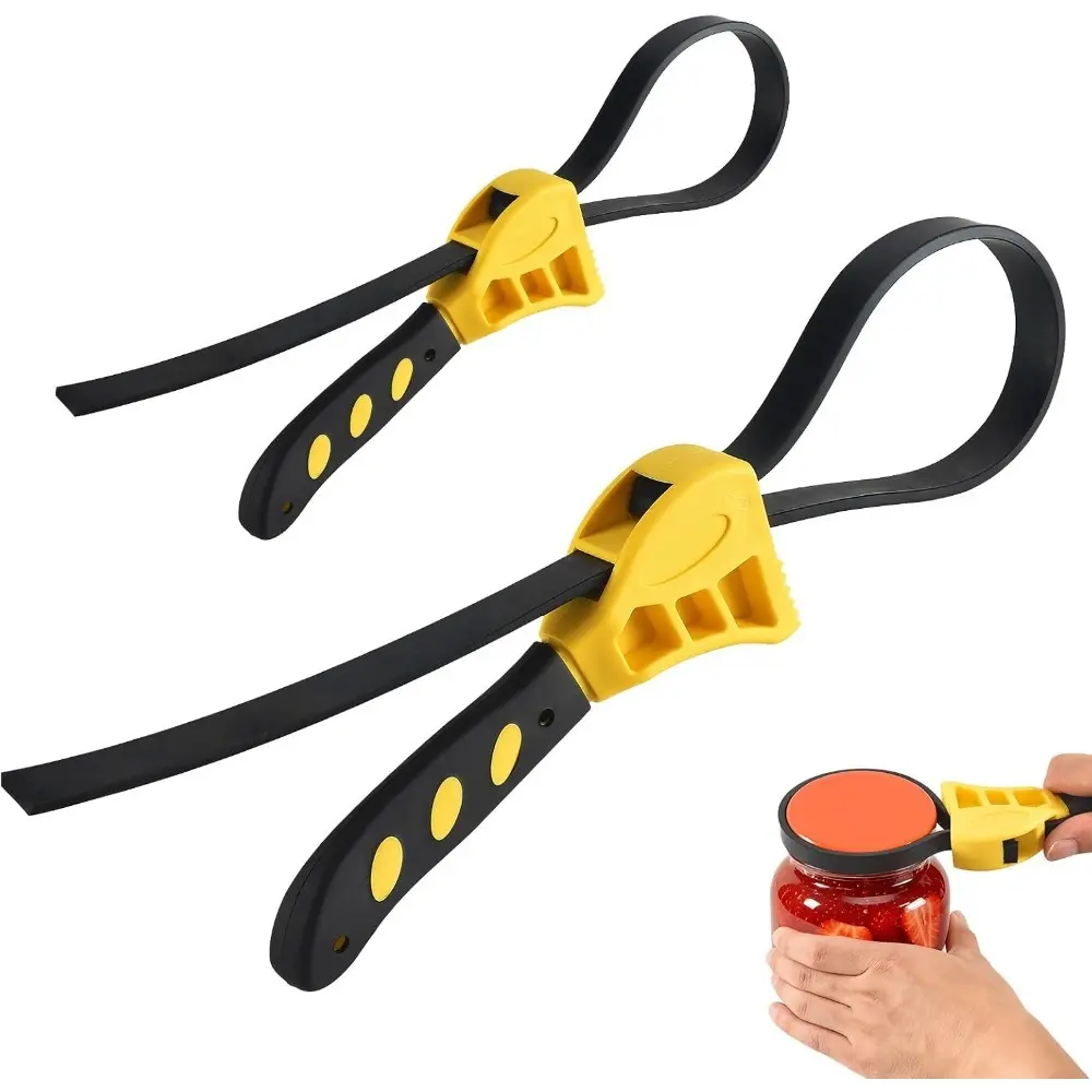 2 Unit Pack Heavy-Duty Adjustable Rubber Strap Wrenches Set | with 2 Sizes: 6 In and 4 In, Multi-Purpose Strap Wrenches for Oil Filters, Jar Openers, Water Filters & Plumbing