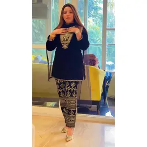 Velvet salwar suit : blue