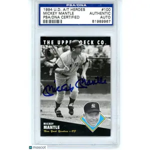 1994 Upper Deck All Time Heroes Autographs Buy Back On Card Mickey Mantle