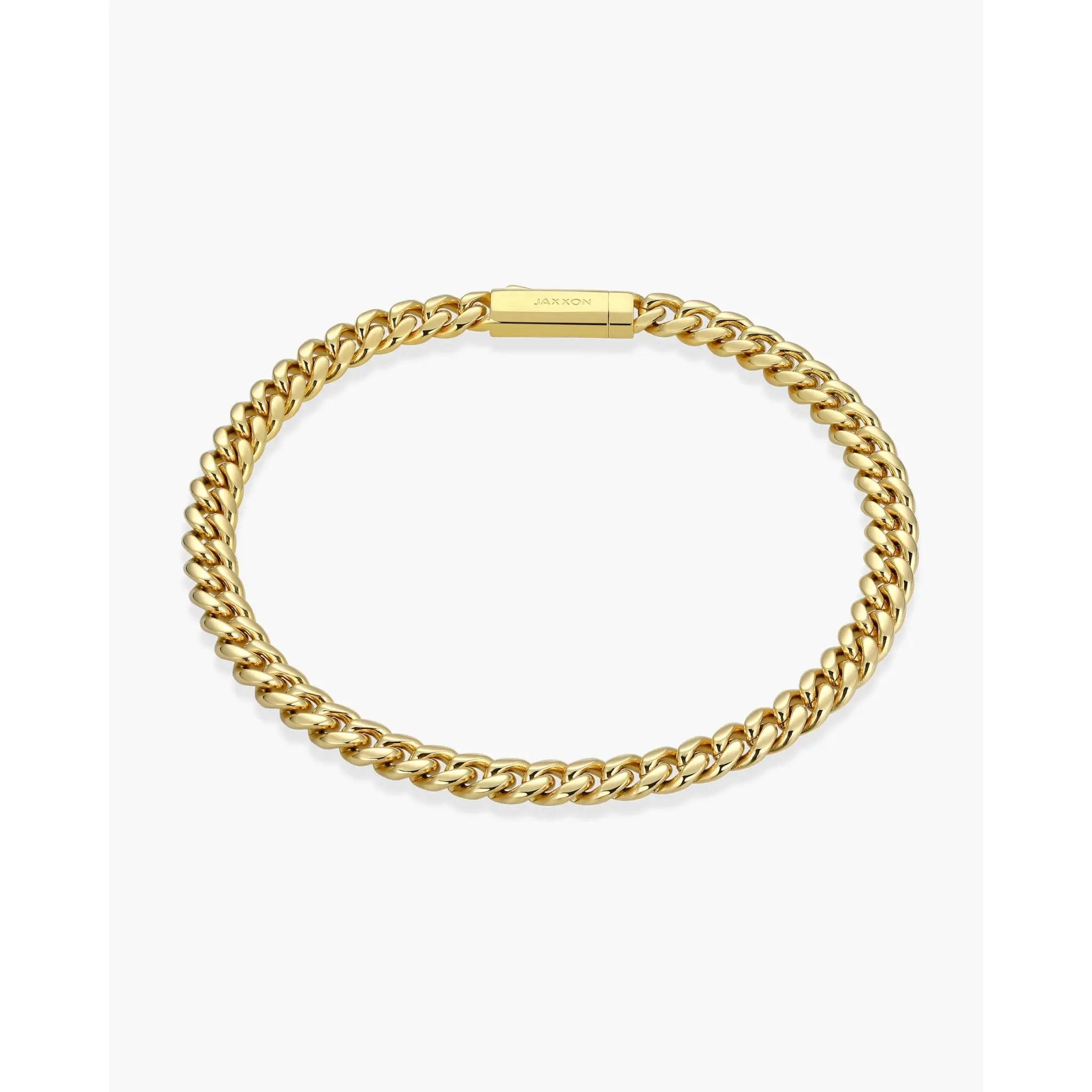 JAXXON Women's Cuban Link Bracelet 5mm - Gold - Box Clasp