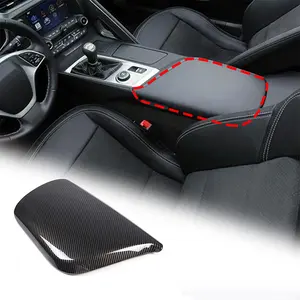 1-piece ABS carbon fiber textured car armrest box protective cover set, suitable for 2014-2019 Corvette C7 models