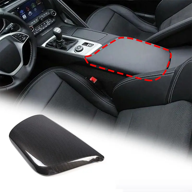 Car Armrest Box Protective Cover - 1-Piece ABS Carbon Fiber Textured Car Interior Kit, Auto Accessories for 2014-2019 Corvette C7 Models, Cars Accessories
