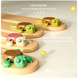 4Pcs Funny Tortoise Coasters, Cute Squeeze Eye Pop Out Stress Relief Toys Creative Cup Holders