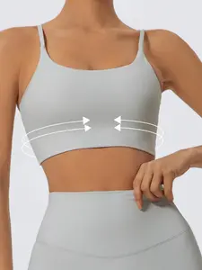Women's Solid Color Yoga Sports Bra, High Stretch Breathable Comfortable Backless Buckleless Sports Bra, Ladies Sportswear for Indoor Outdoor Wear, Sporty Breathable Bras, Yoga Activewear, Workout Bra, Training Bra