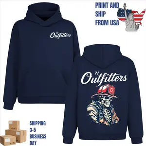 71 Outfitters Firefighter Skull Hoodie, 2 Sides, vintage rescue design, oversized hoodie for men, skull streetwear, patriotic firefighter wear, gift for american heroes