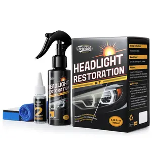 Toretark Valentine's Day Gift for Men, No-Sand Car Headlight Restoration Kits (100ML Cleaning Solution + 20ML Crystal Coating Agent), Repairs Oxidized And Yellowed Headlights, Crystal Clear Coating, Car Care Product