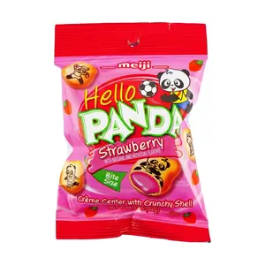 Meiji Panda Strawberry Cream Sandwich Cookies - Japanese Snack, 60g Pack