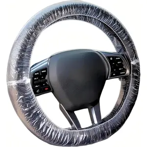 Disposable Steering Wheel Covers 100 count PE Plastic Clear Protectors with Stretch Elastic for Scratch Prevention Universal Fit  Interior Accessories