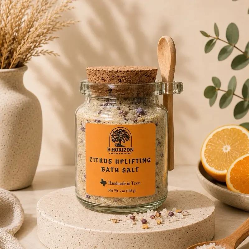 B Horizon Citrus Uplifting Bath Salt, Lavender & Citrus Aromatherapy Soak with Pink Himalayan & Epsom Salt Minerals for Muscle Relaxation and Gentle Body Care, Cleansing, Himalayan Salt