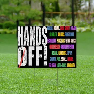 Hands Off Yard Sign, Anti Trump Anti Maga FDT DOGE Democrat Yard Banner, Anti Oligarchy Resist 8647 Yard Protest Political Outdoor Sign