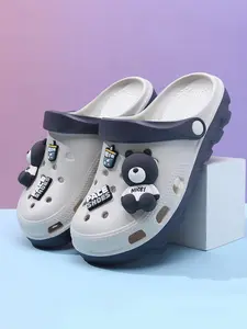 Women's Cute Cartoon Bear Design Slides, Casual Comfortable Home Slippers, Non-slip Thick Sole Slippers for Indoor & Outdoor Wear, Girl, Footwear
