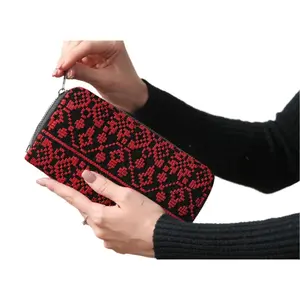 Stylish 2 Zipper Large Embroidered Wallet - Elegant & Functional Design