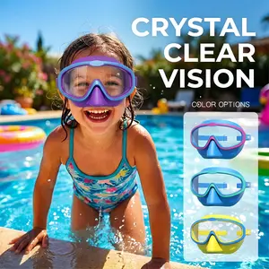 YUKE [2 Pack] Kids Swim Mask with Nose Cover, Wide View Anti-Fog Swimming Goggles for Boys Girls, No Leak Soft Silicone Water Glasses for Youth Junior Ages 6-15