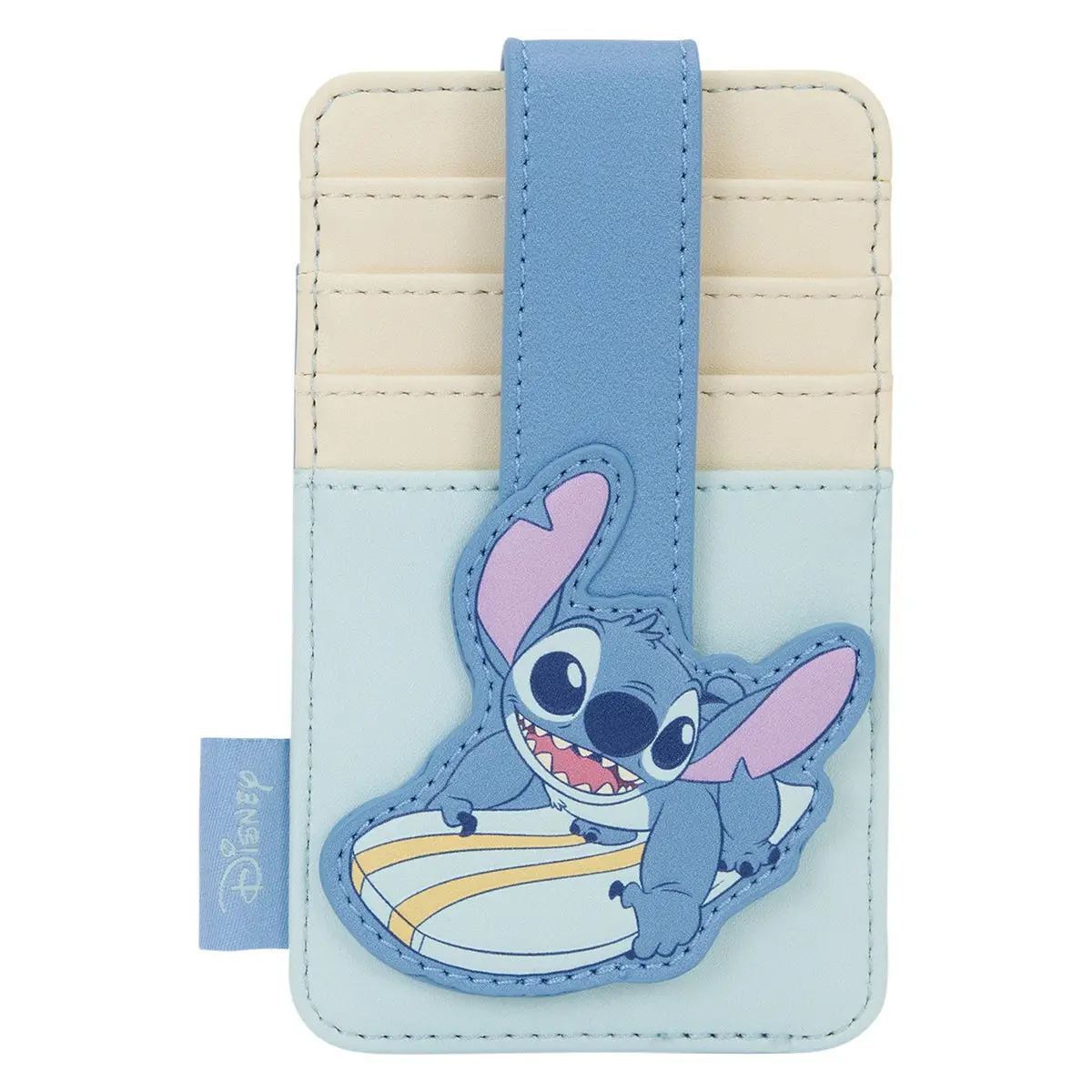 Loungefly Women's Disney Lilo & Stitch Surfing Stitch Polyurethane Card Holder - Applique Detail, Secure Strap, ID Window, Strap Stays Put