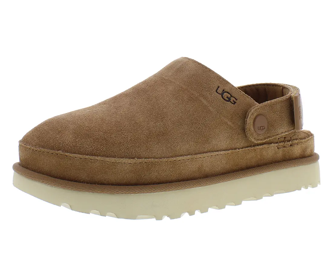 UGG Women's Casual Footwear, Goldenstar Suede Platform Clogs with an Adjustable Heel Strap, Walking Shoes, Adjustable Strap, Female Shoes