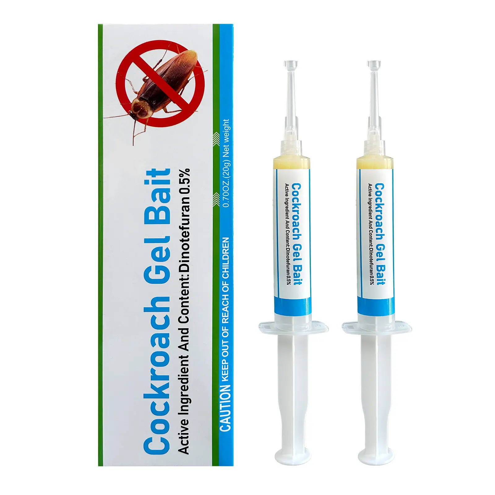 2-Pack Cockroach Gel Bait Syringes, Indoor Roach Control Gel for Kitchen, Bathroom, Cabinets and Corners Household