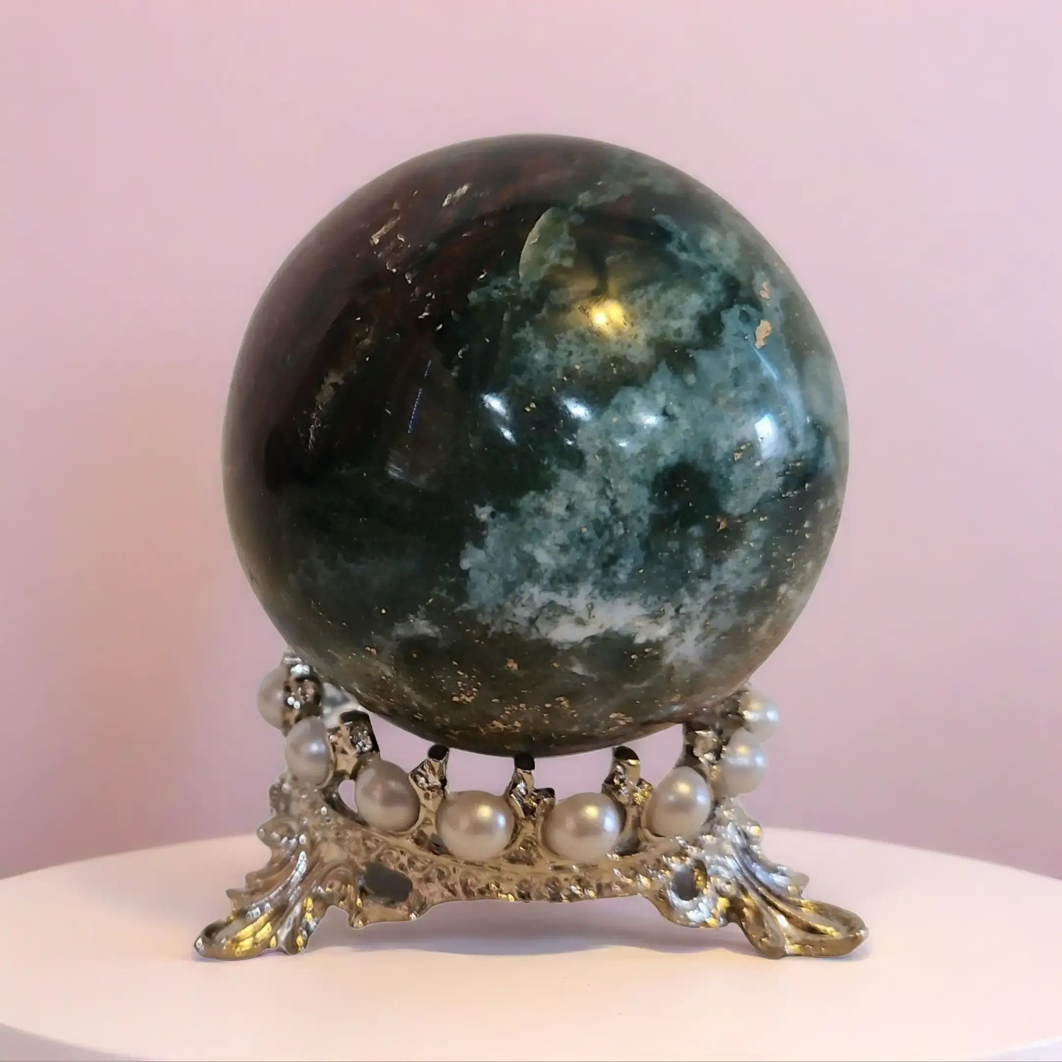 Ocean Jasper Crystal Sphere 58mm Multicolor Natural Stone for Joy Emotional Healing & Heart Chakra Activation